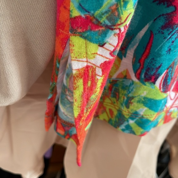 Palm Harbor Top PL Floral Tropical Hawaiian Palm Leaf 3/4 sleeve - Picture 8 of 9